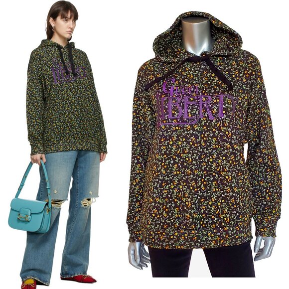 GUCCI SWEATSHIRT LIBERTY LONDON HOODIE FLORAL PRINT COTTON sz XS - Picture 1 of 15